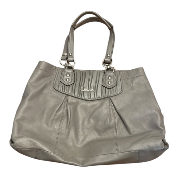 Coach Ashley Satchel Gray Leather Shoulder Bag